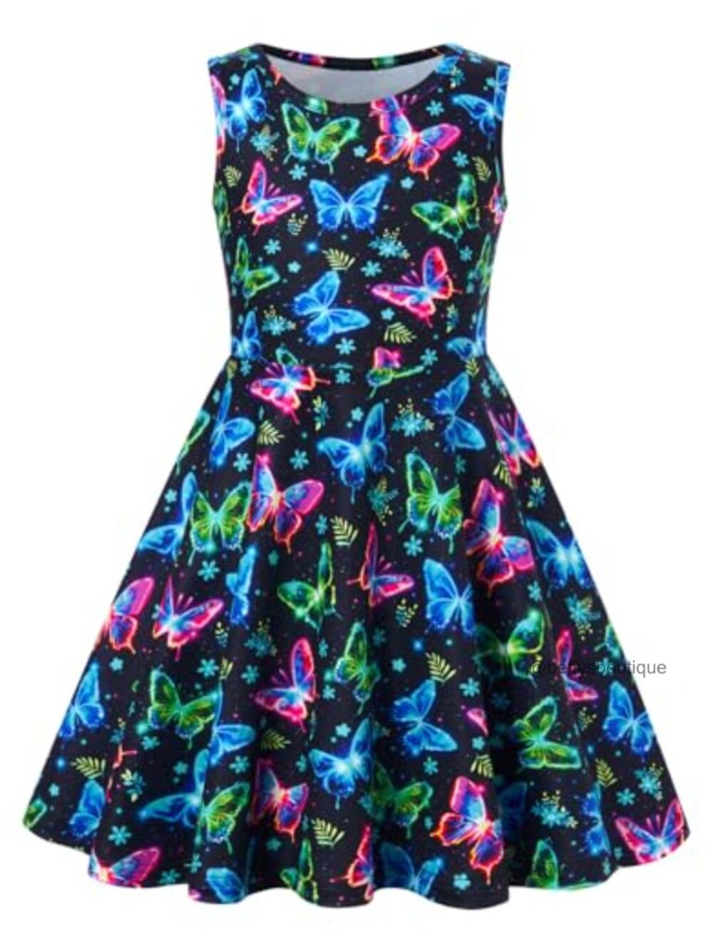 Girls Sleeveless Casual Sundress A-Line Knee-Length Summer Butterfly Polyester